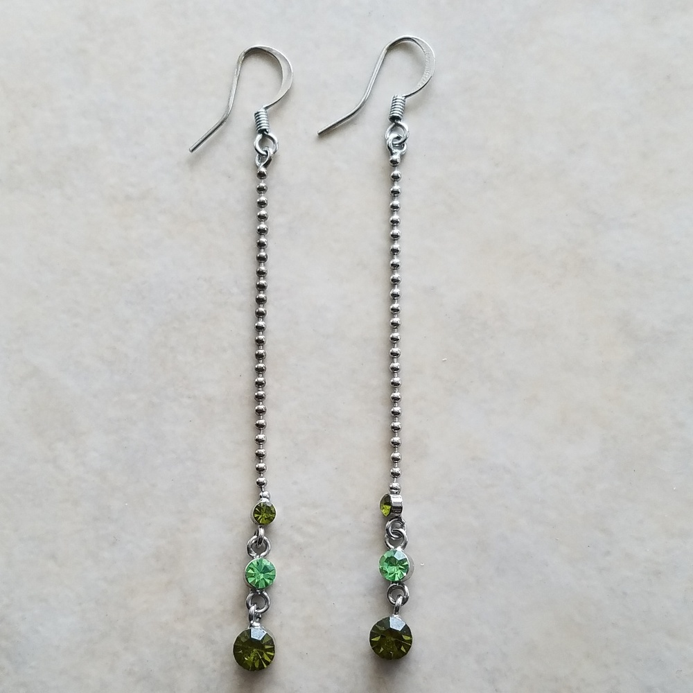 Green stone dangle earrings